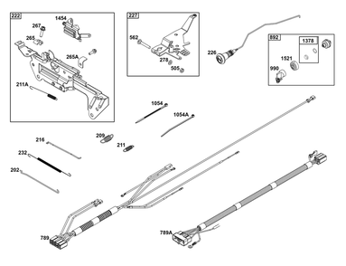 Controls Group Diagram and Parts List for 541477-2234-J1 400000 - 699999 Briggs and Stratton Engine